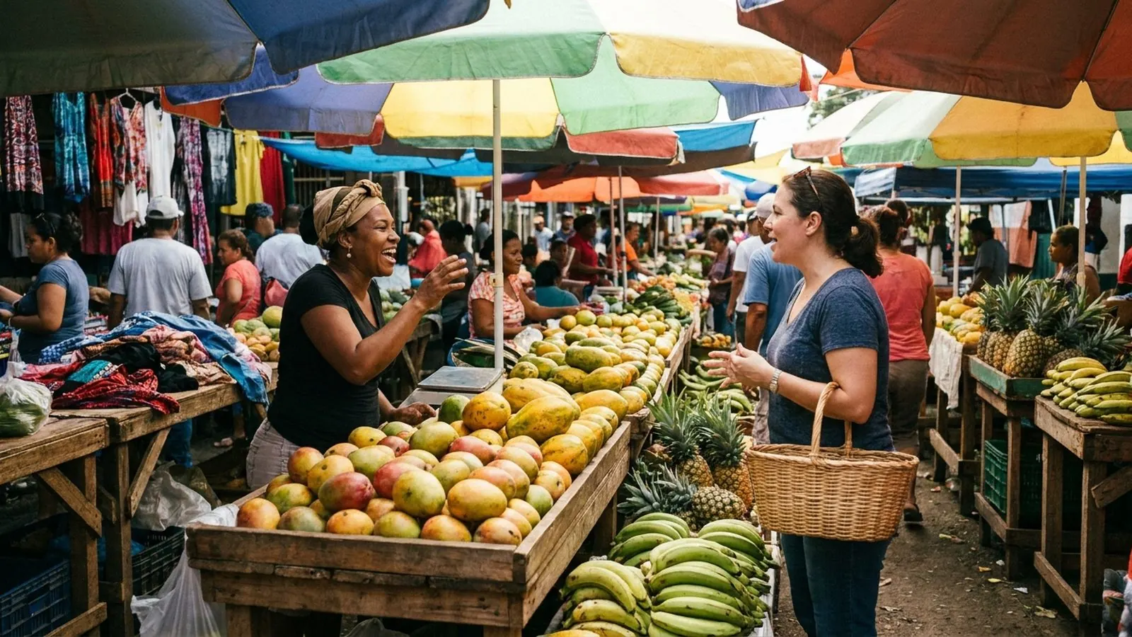 Expat shopping at a Panama produce market