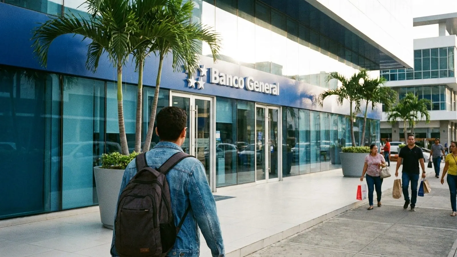 Expat couple speaking with a banker in Panama City