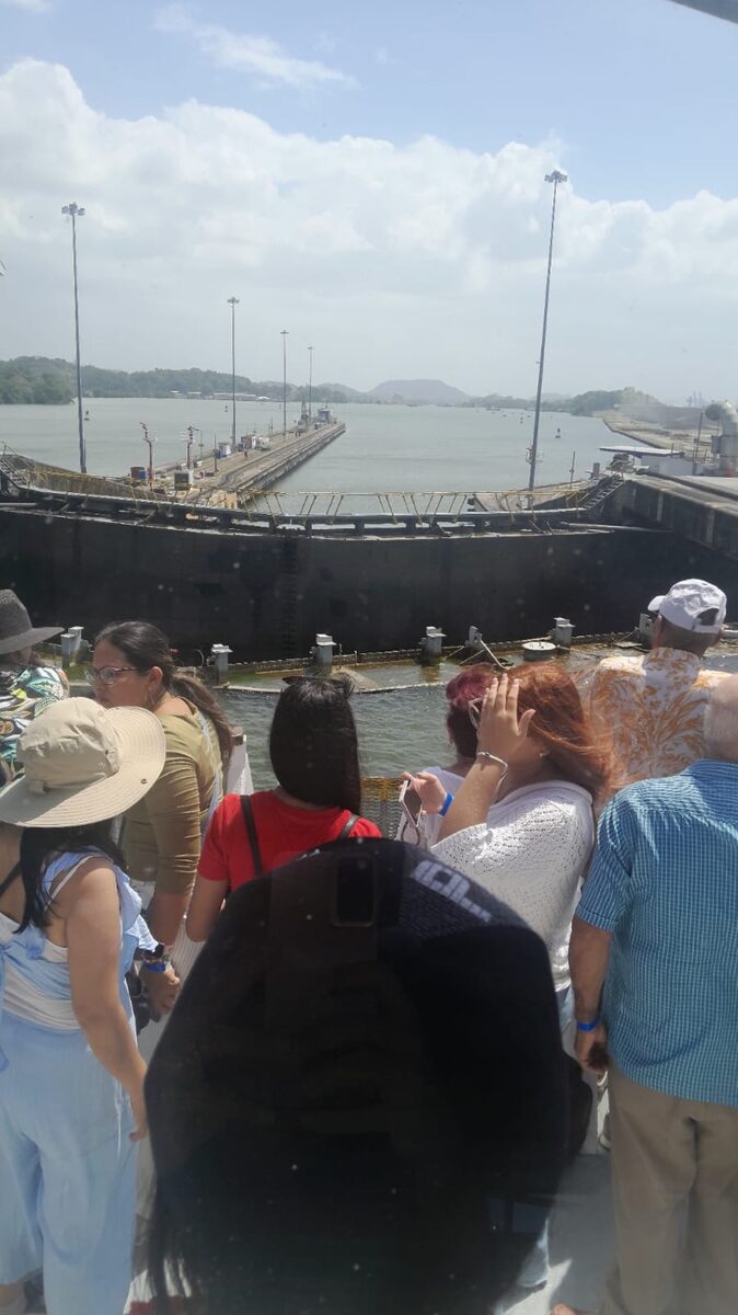 Tour group at Panama Canal locks