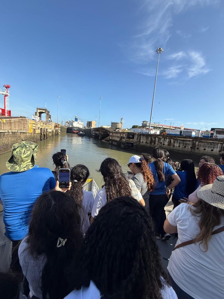 Tour group during canal passage