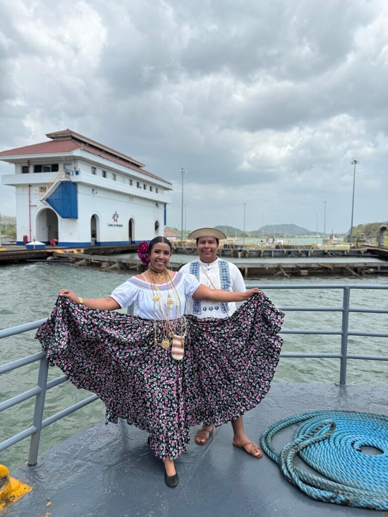 Traditional Panamanian dancers at the canal